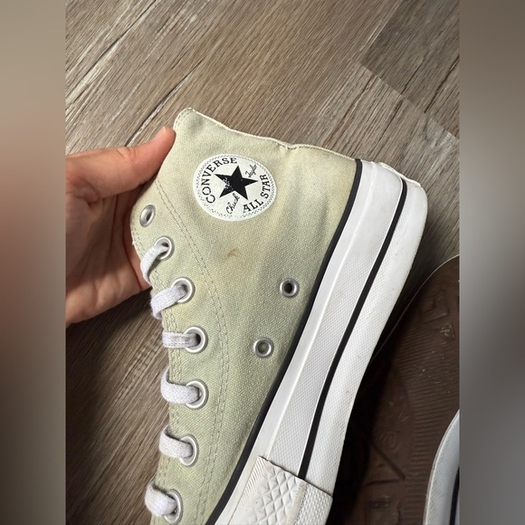Converse All Star Platform Sneakers High Tops Sage Green White Size 6 Chucks - Picture 14 of 16